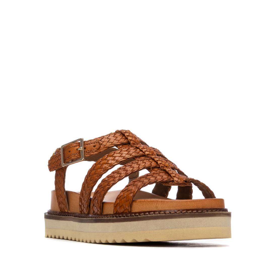Carmela 16303004 sandale cuir camel tressée