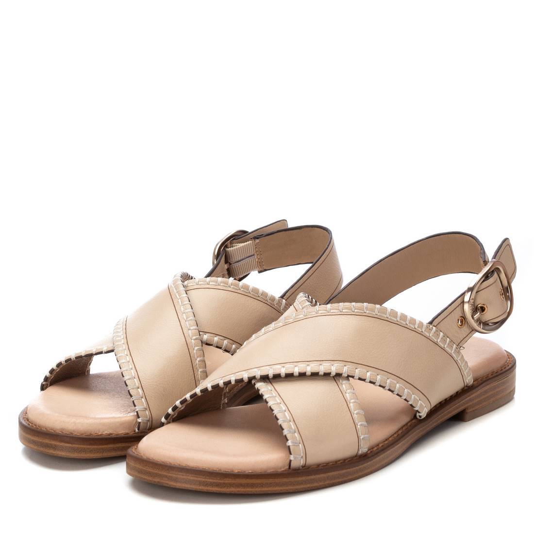 Carmela 16220103 sandale femme beige cuir boucle