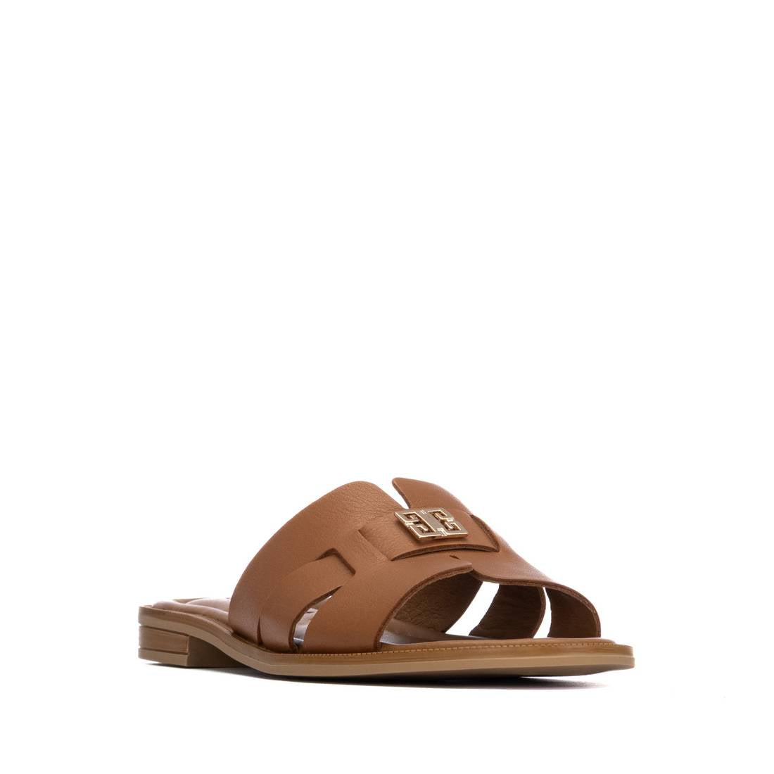 Carmela 16305905 sandale plate cuir camel