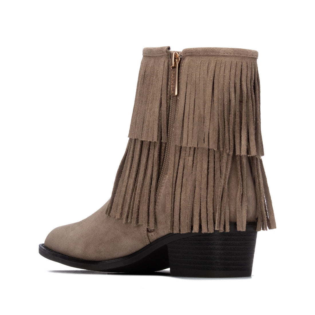 Carmela 16439501 bottines suède taupe franges