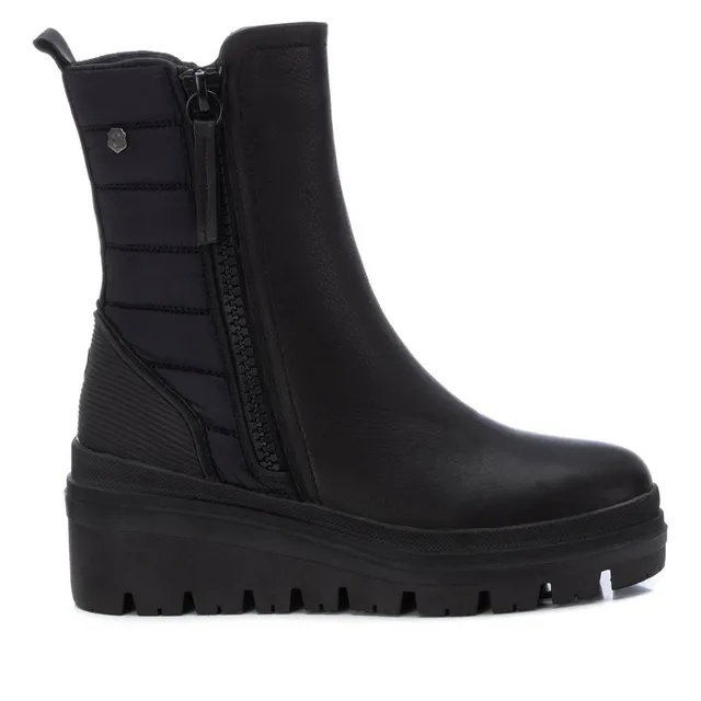 Carmela 16031101 bottine motarde femme noir cuir plate