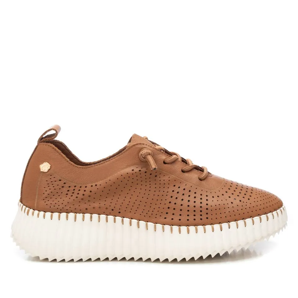 Carmela 16236901 baskets cuir camel lacets femme plates