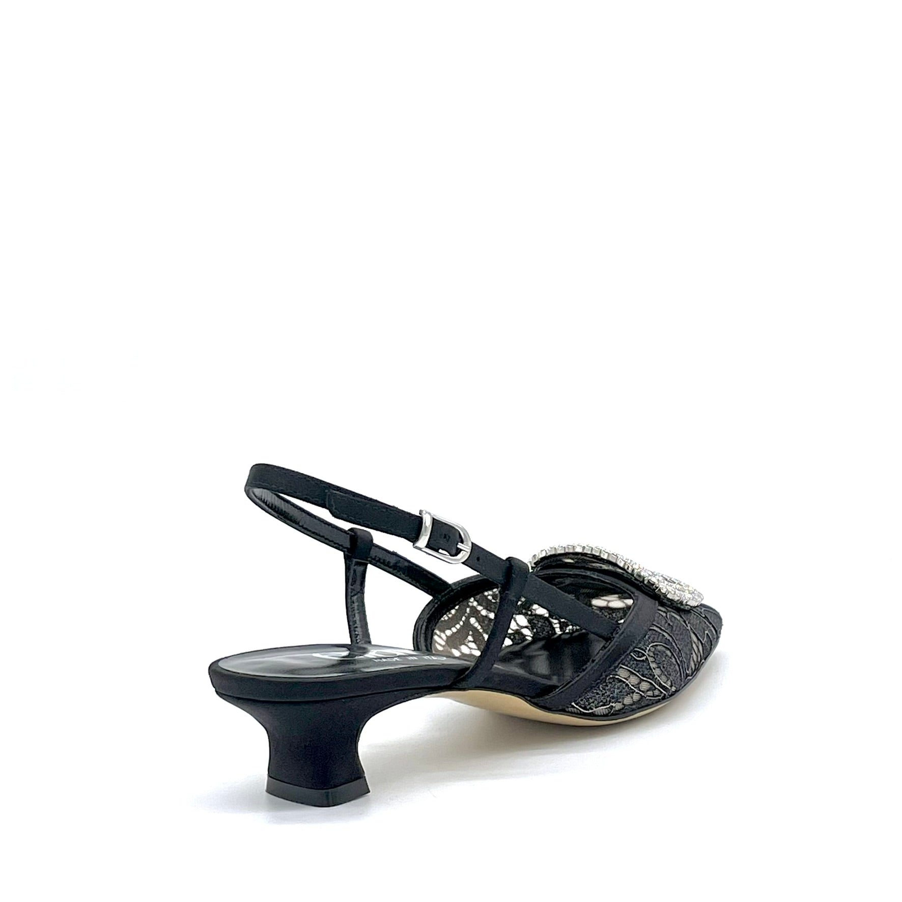 ELATA 16162 escarpins slingback dentelle noire