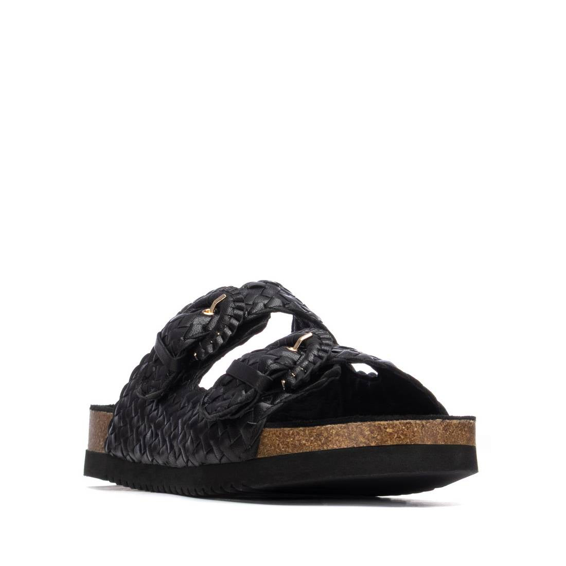 Carmela 16328703 sandale femme noire cuir tressée