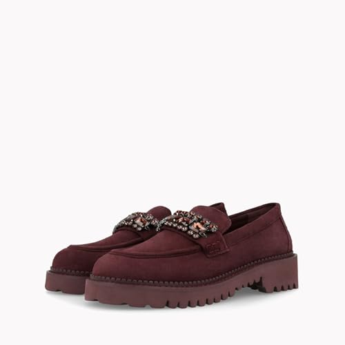 LODI A-TUL5728 mocassins cuir bordeaux plats