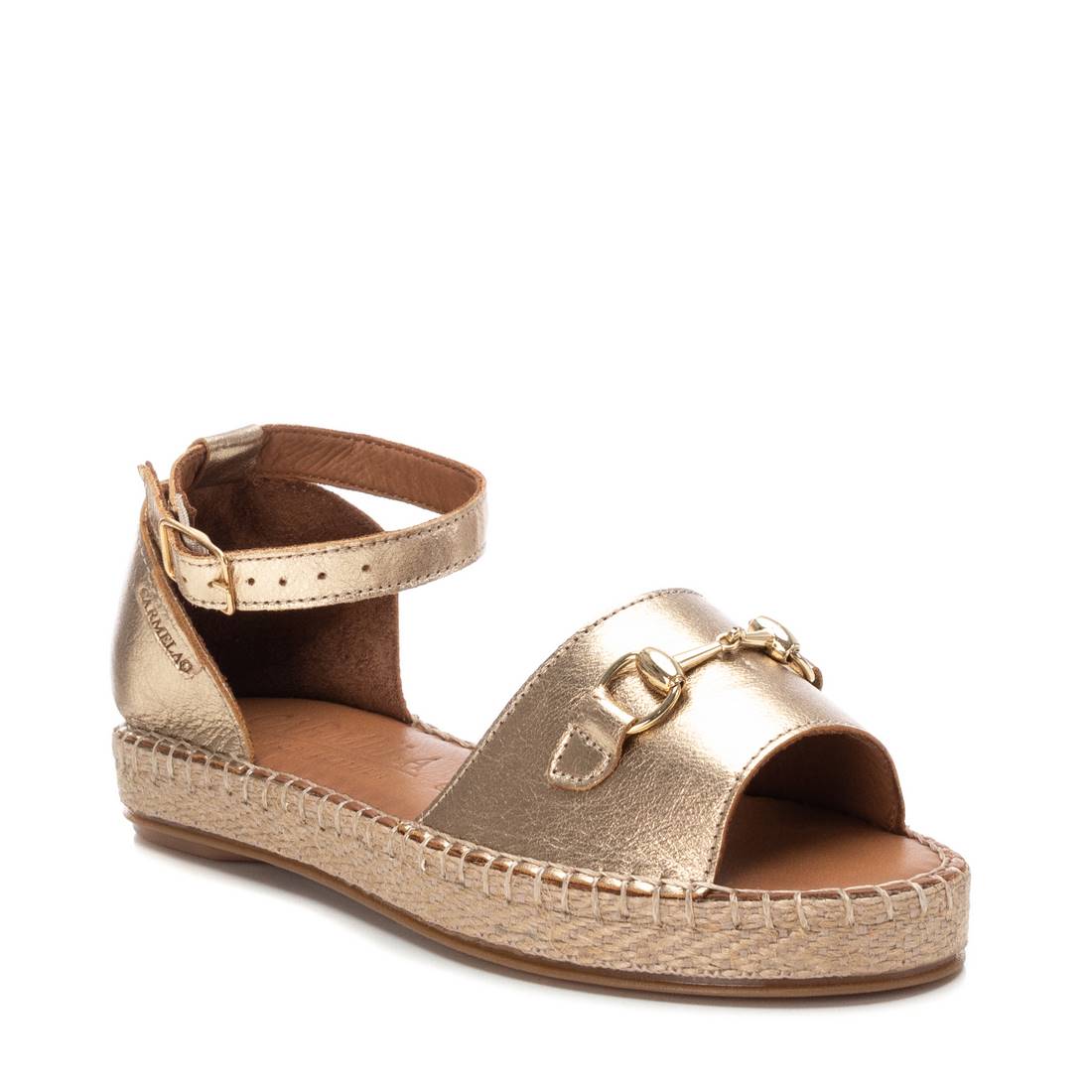 Carmela 16075401 sandale plate cuir dore