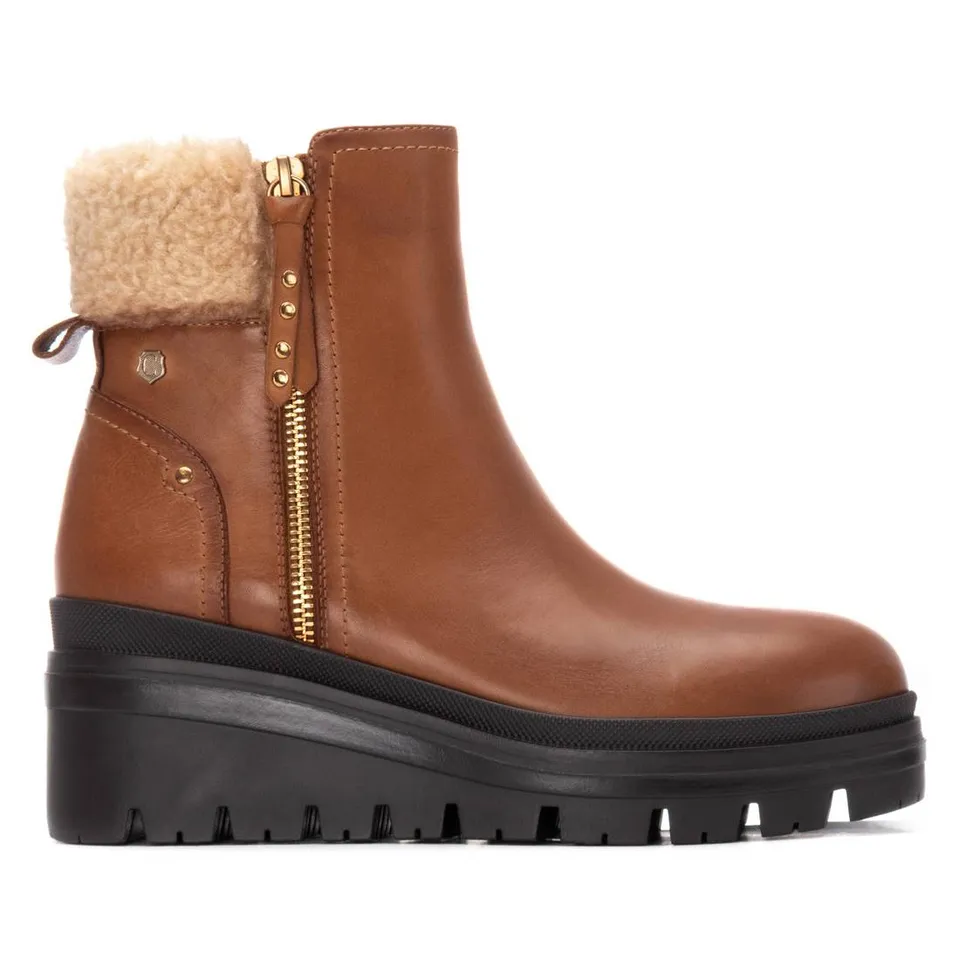 Carmela 16271202 bottine compensée camel cuir fourrée