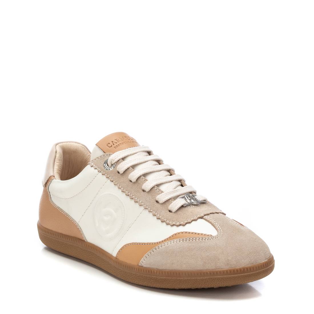 Carmela 16206007 basket cuir beige femme plate