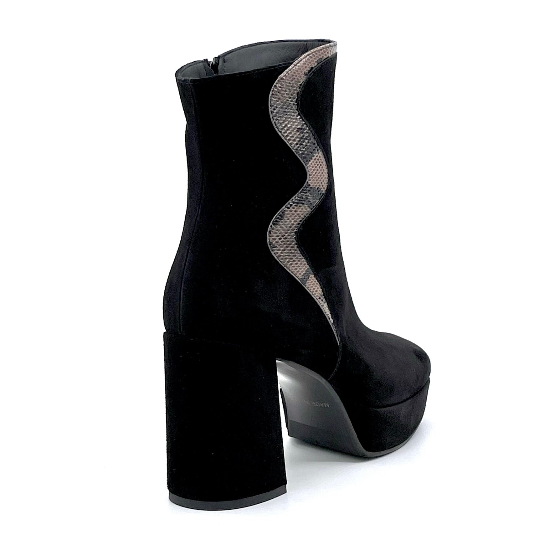 ELATA 52501 bottines daim noir imprimé marron talon 9 cm