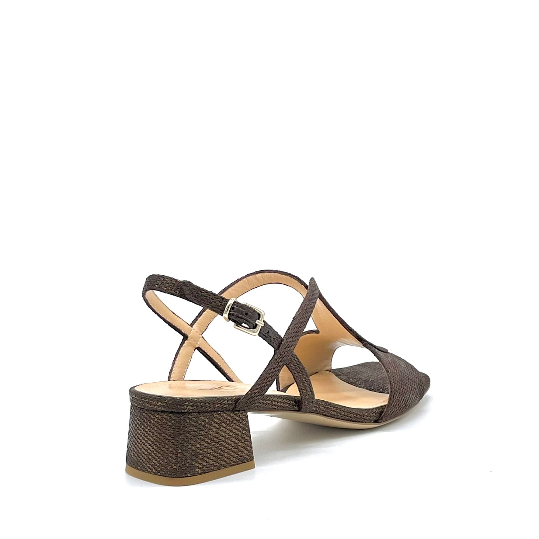ELATA 16128 sandales laminé marron talon 3,5 cm