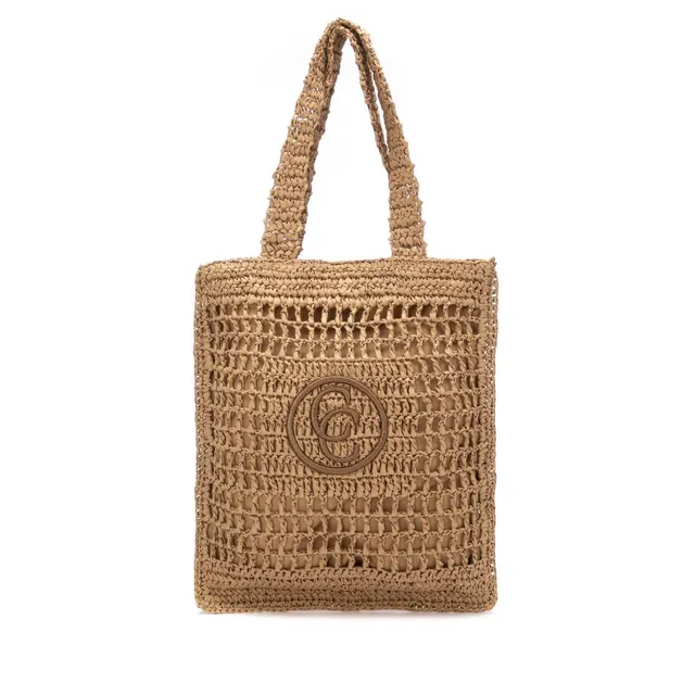 Carmela 18622401 sac épaule taupe effet raphia