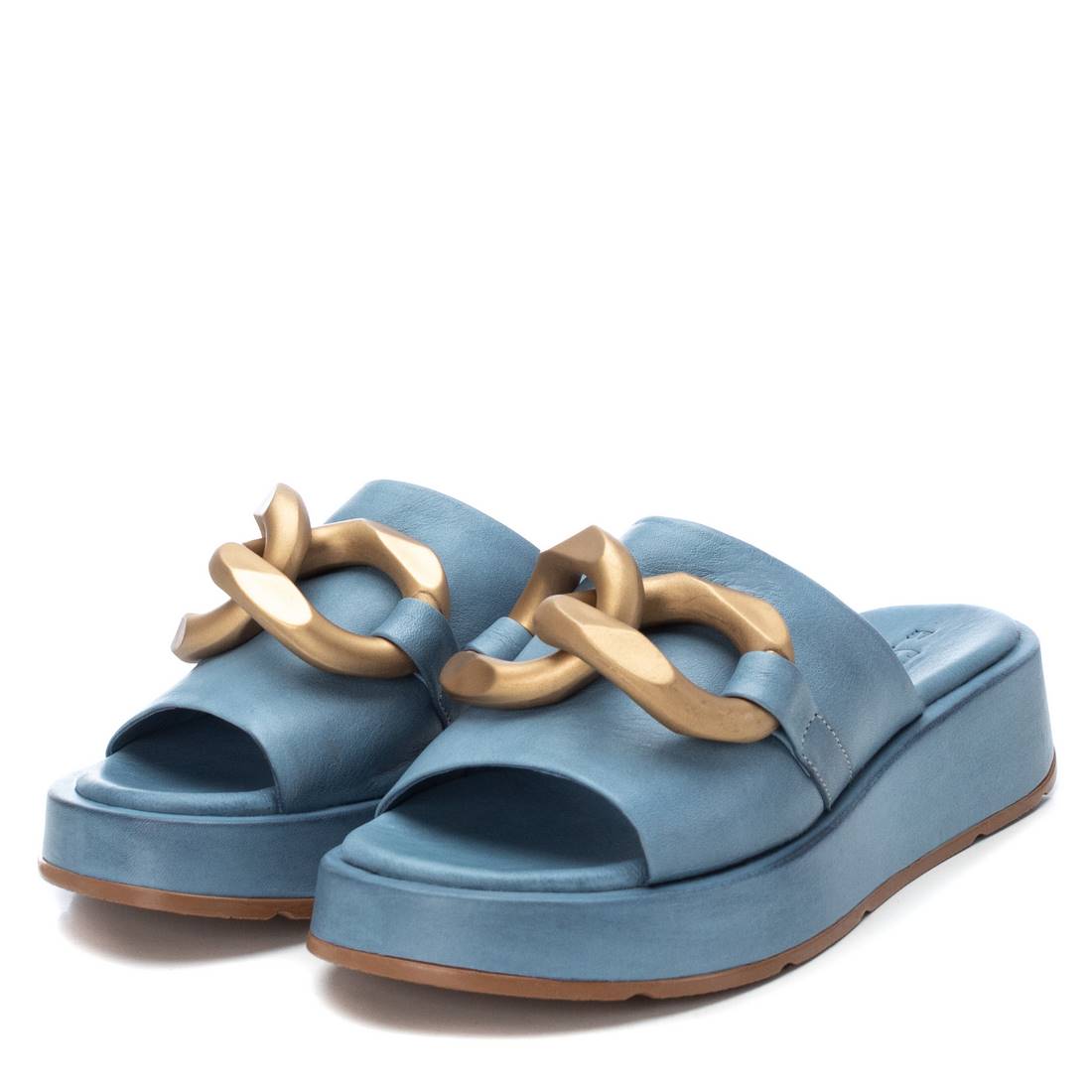 Carmela 16077406 sandale femme bleu cuir plateforme