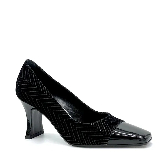 ELATA 53502 escarpins glitter vernis noir talon 7,5 cm