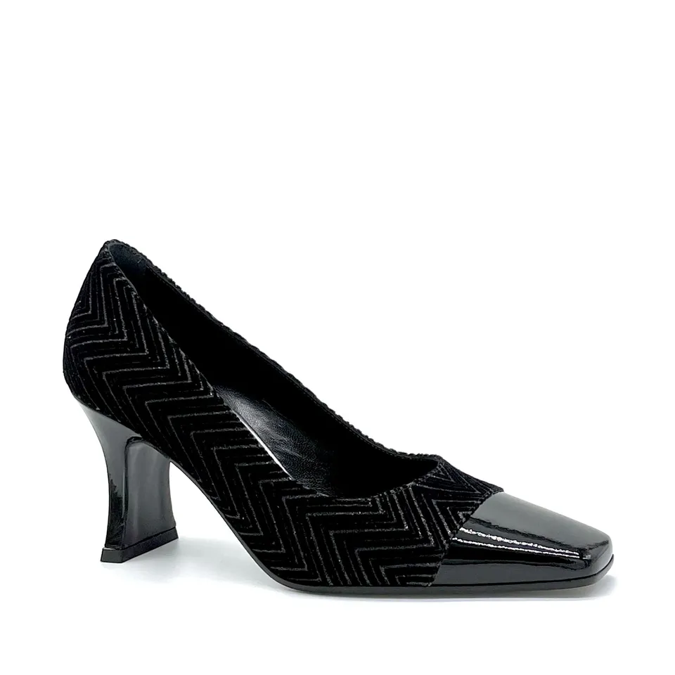 ELATA 53502 escarpins glitter vernis noir talon 7,5 cm
