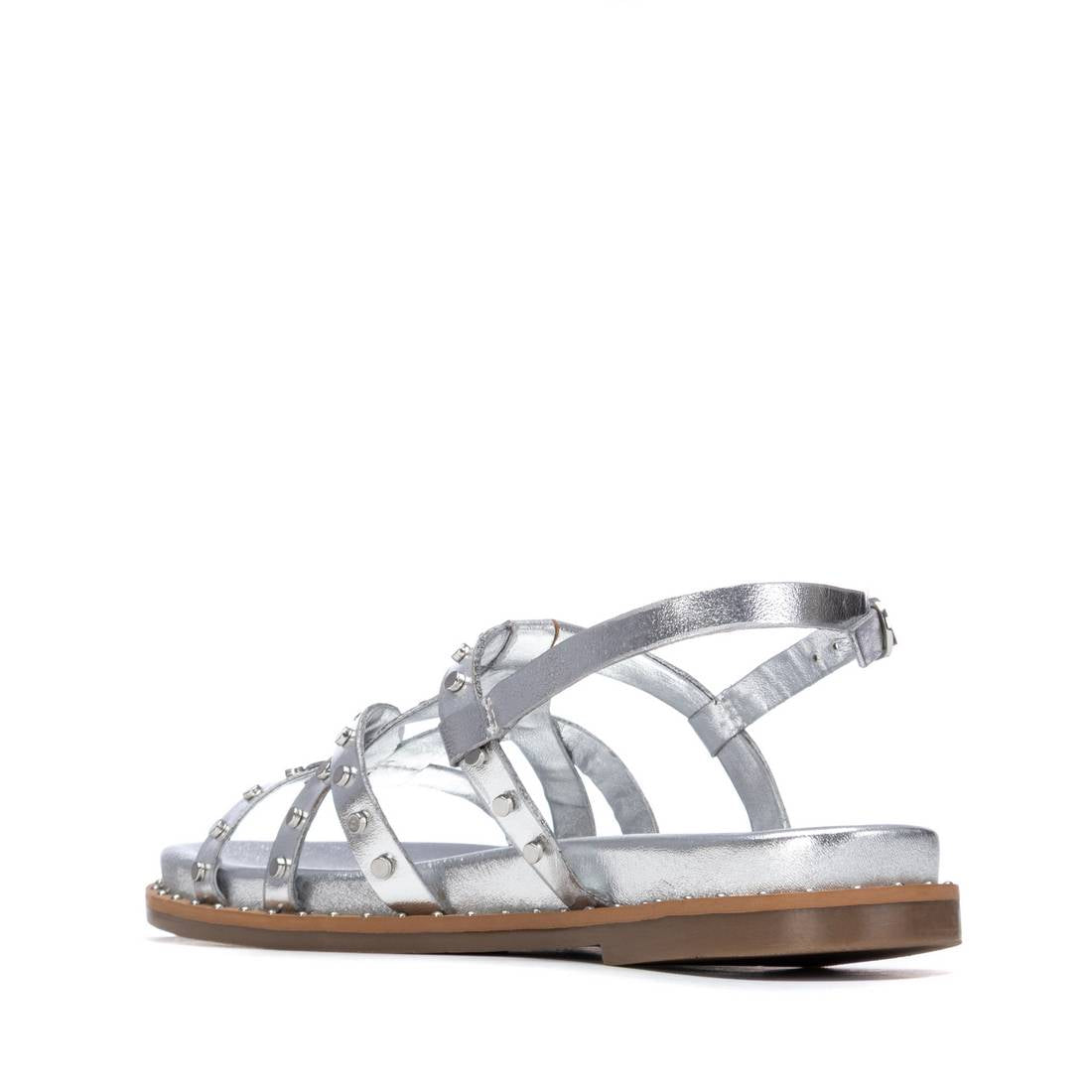 Carmela 16239206 sandale cuir argent talon plat