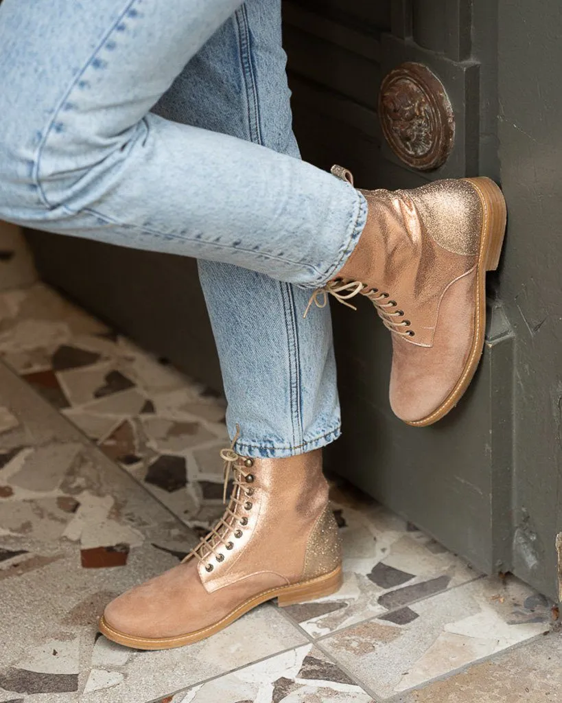 Dessine Moi Un Soulier Billie boots plates or rose