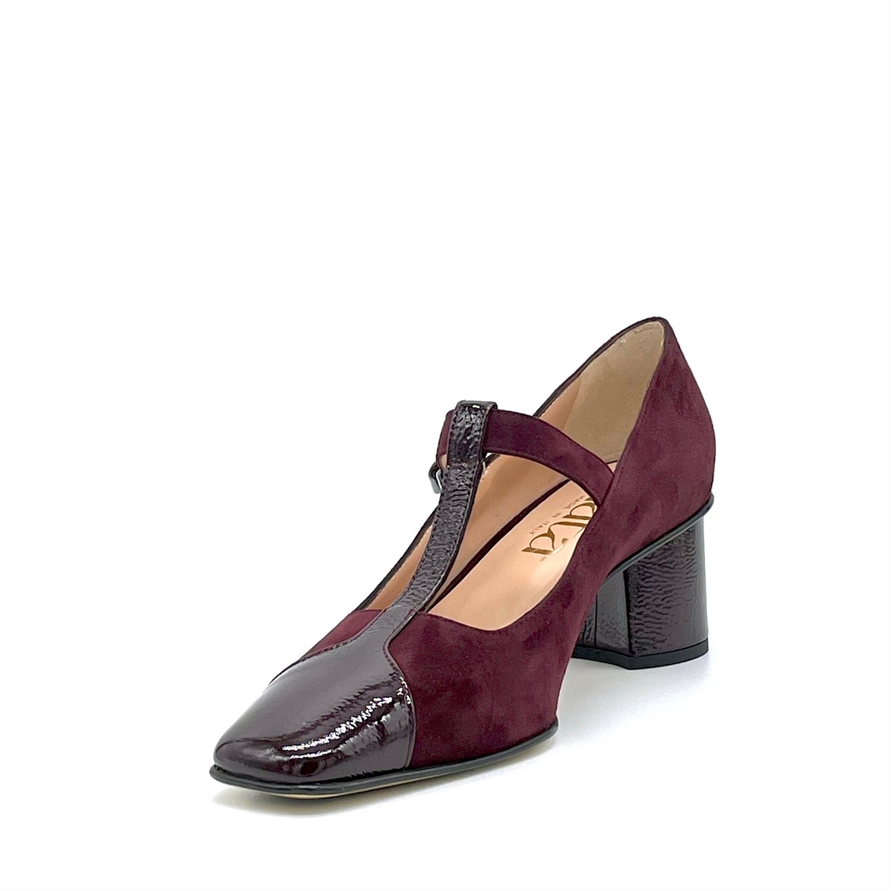 ELATA 54524 escarpins T-bar vernis bordeaux talon 5,5 cm