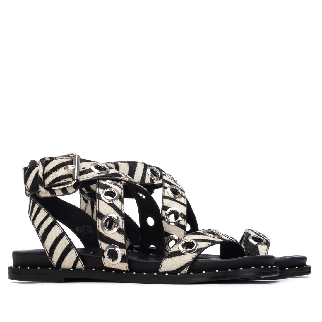 Carmela 16238906 sandale cuir zèbre talon plat