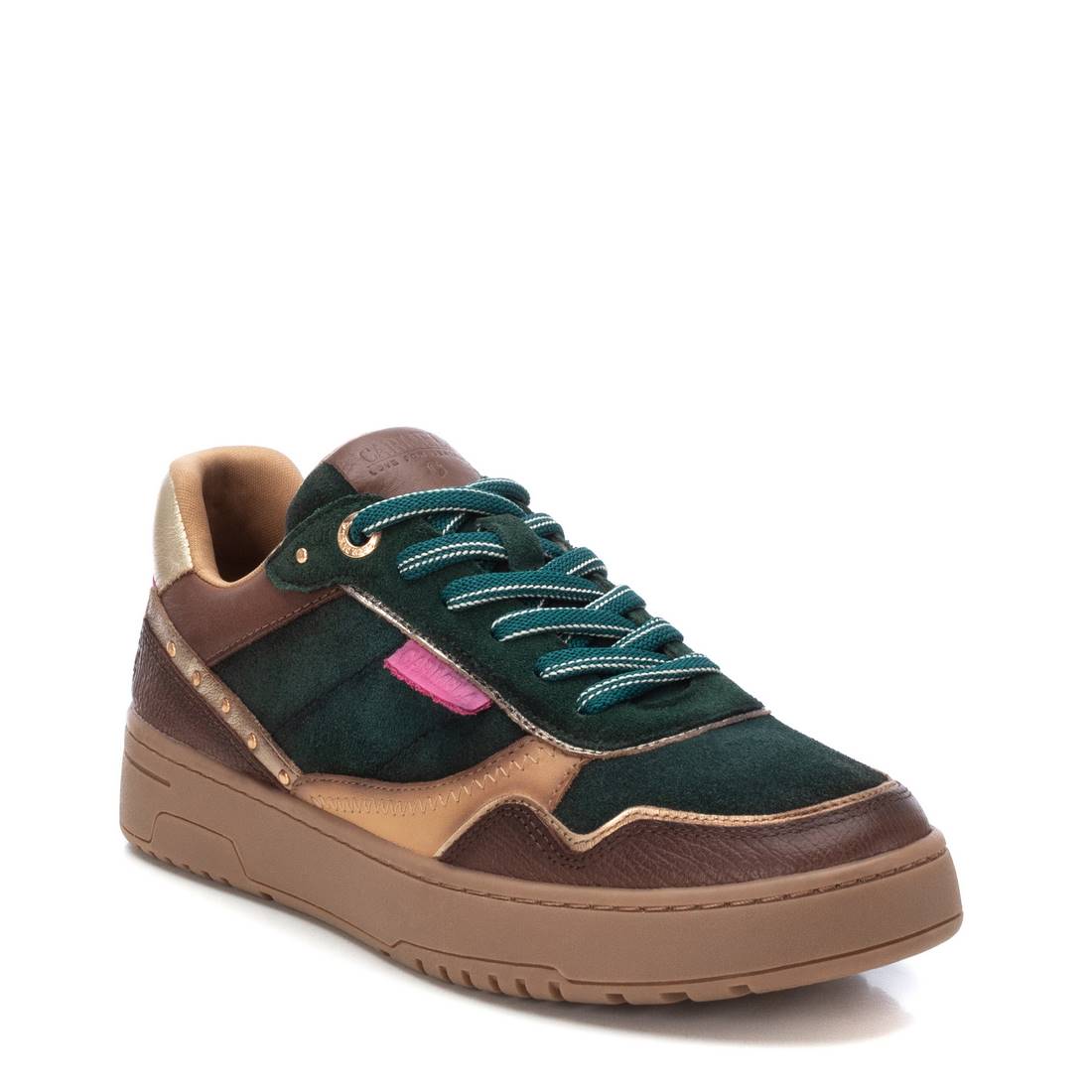 Carmela 16181004 baskets femme vert cuir semelle gomme