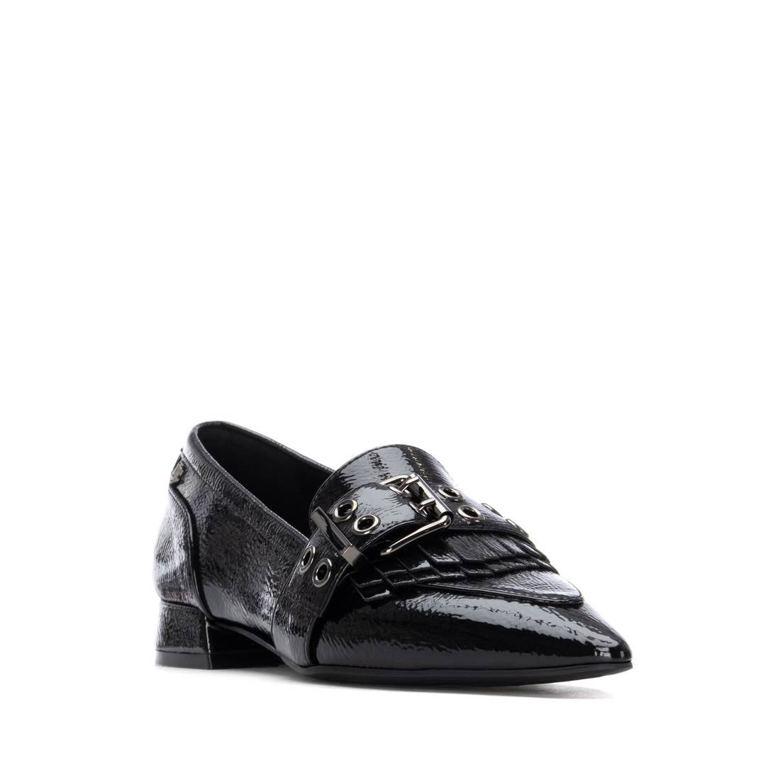 Carmela 16255801 mocassin femme noir verni talon bas
