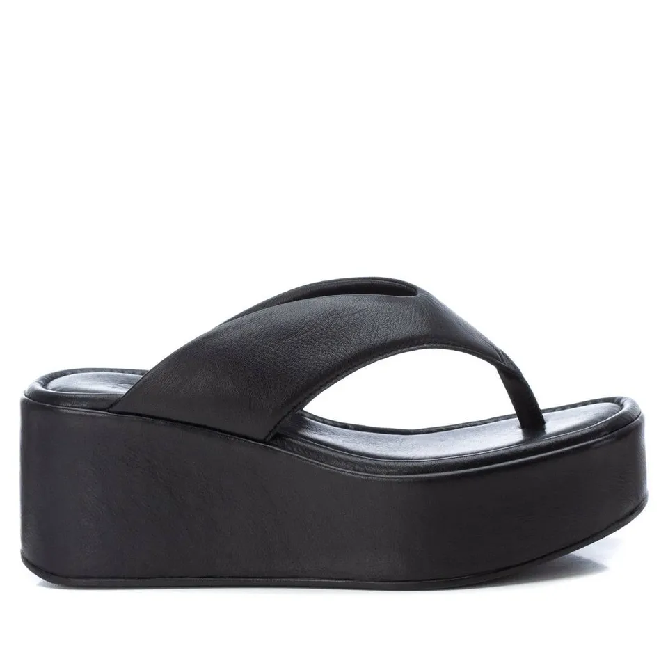 Carmela 16081002 sandale compensee noire cuir talon 7 cm