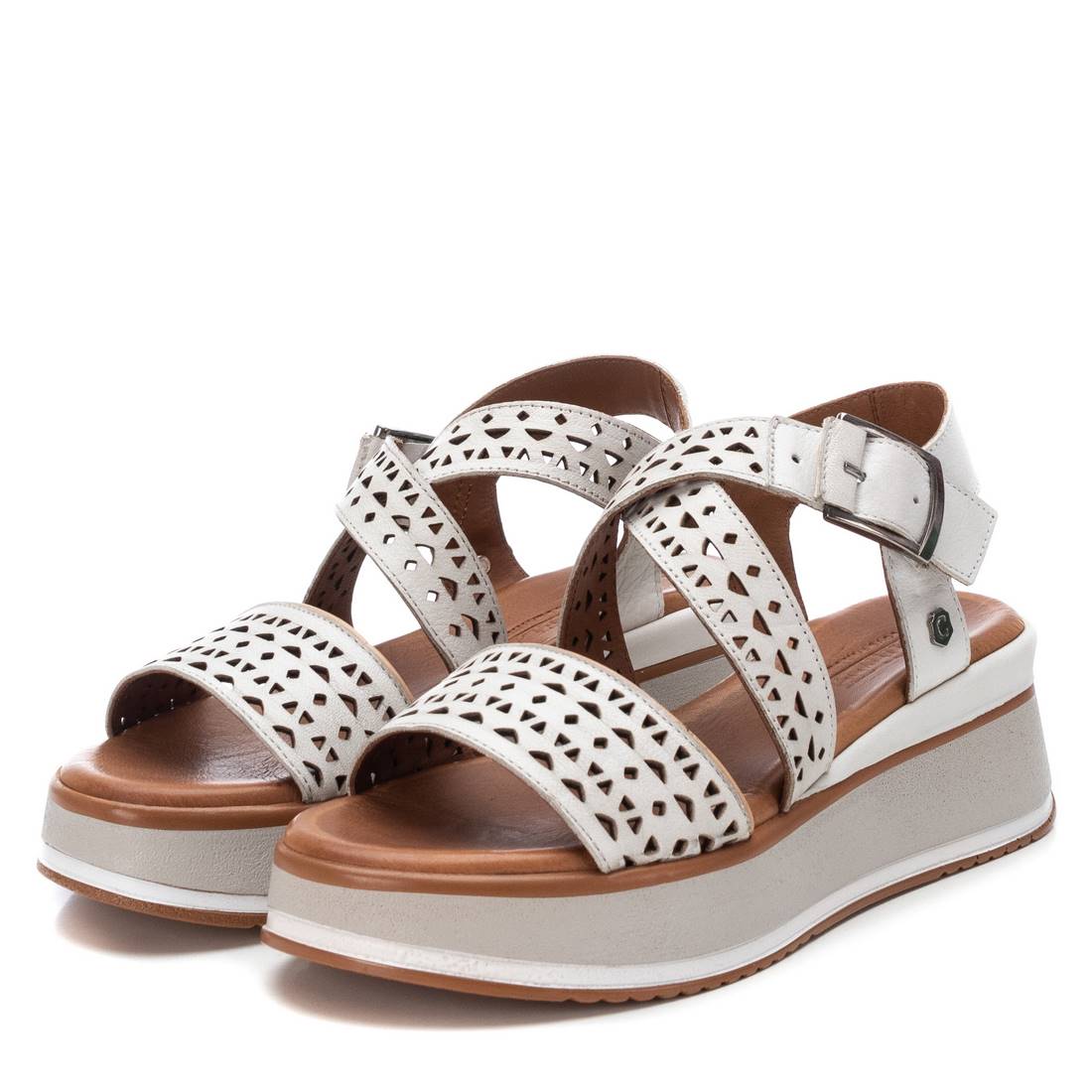 Carmela 16066202 sandales compensées blanc cuir véritable