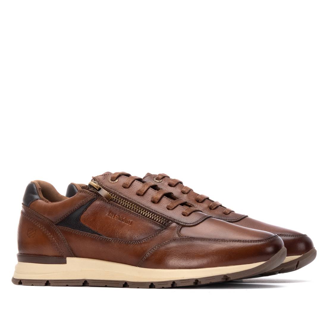 Carmela 16267702 basket homme cuir camel fermeture zip