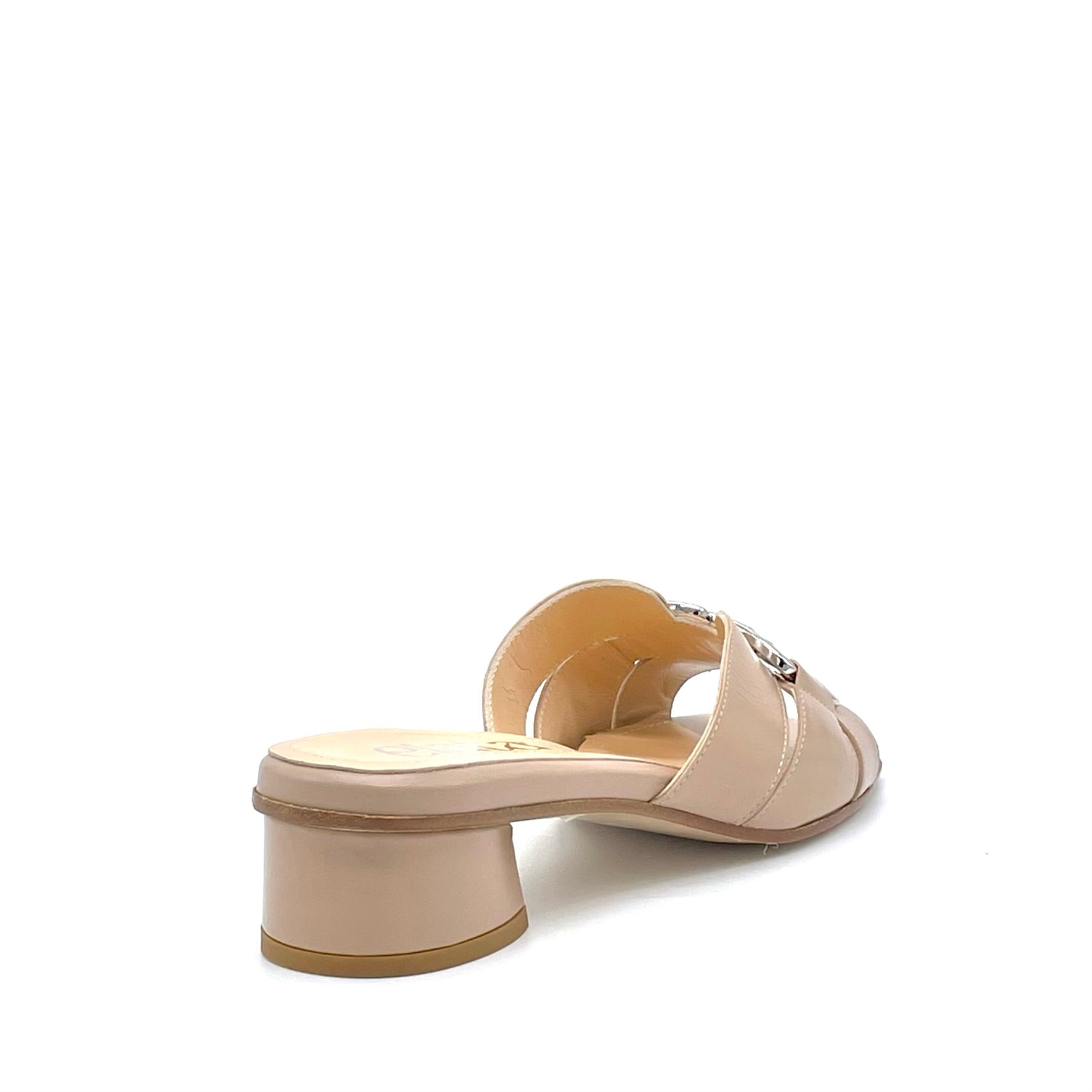Elata 15165 mules cuir marron accessoire argent 3,5 cm