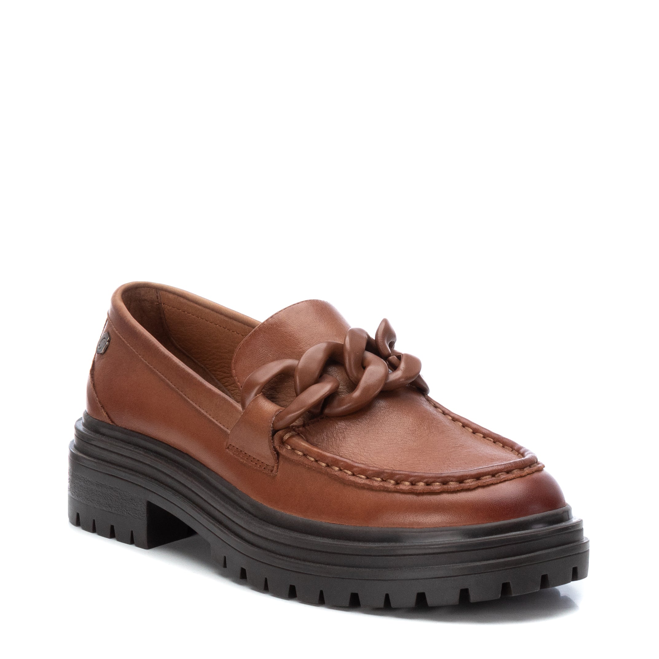 Carmela 16025704 mocassin cuir marron chaîne
