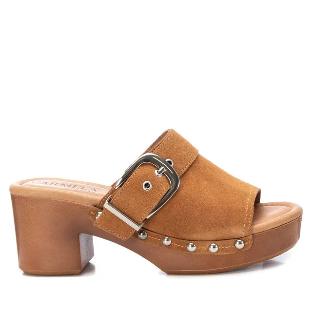 Carmela 16073601 sabot marron cuir talon 7 cm