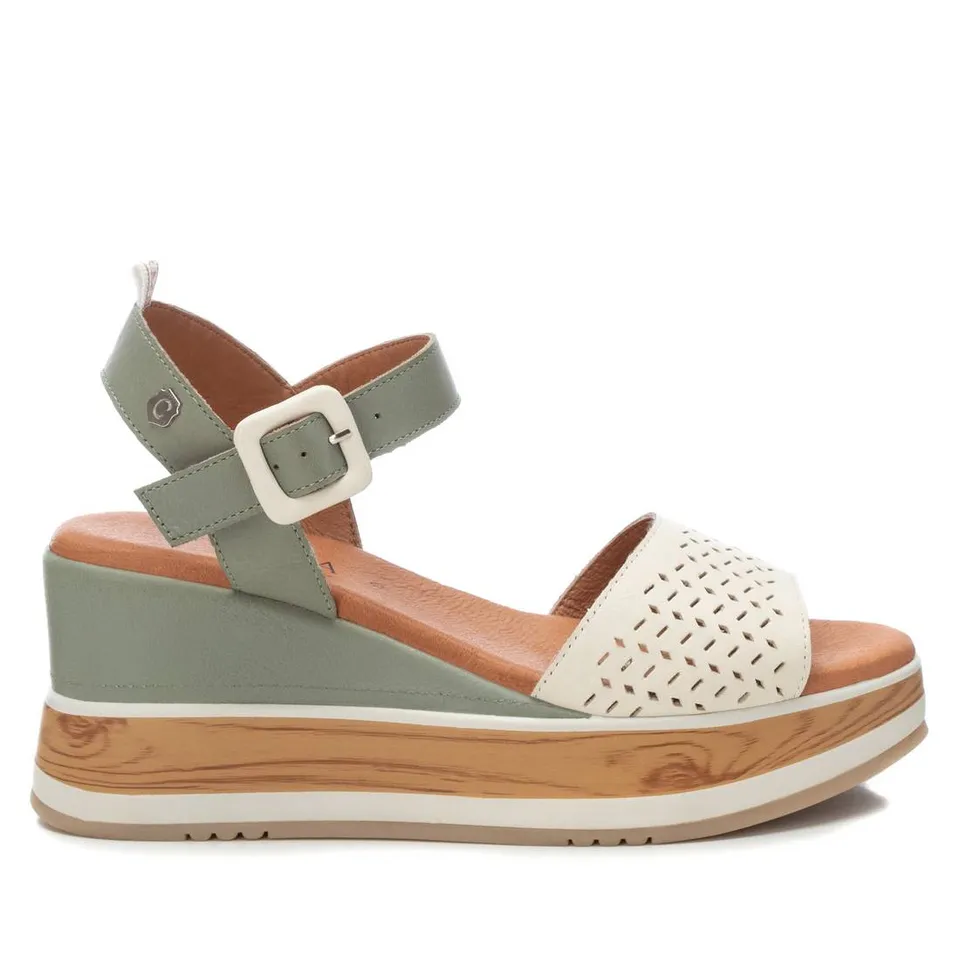 Carmela 16053103 sandale compensée blanche cuir 8cm
