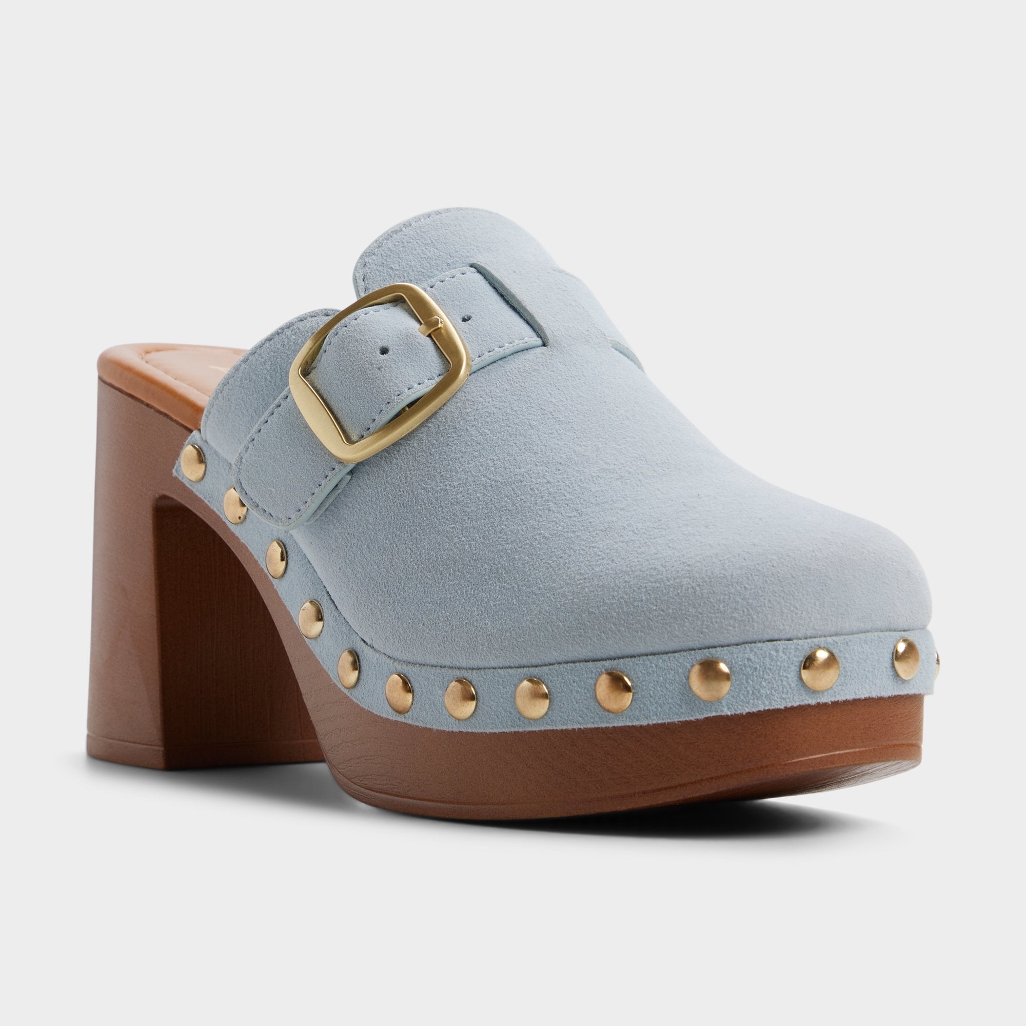 ALDO Miloria mules daim bleu talon bloc clouté