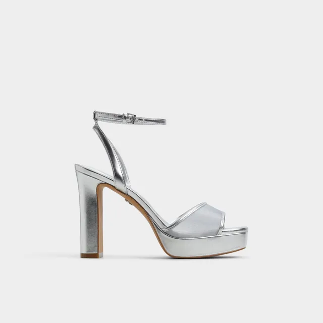 ALDO Chicglimmer sandales talon bloc argenté mesh