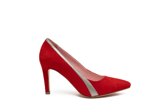 Coralie Masson Elody escarpins rouge argent talon 9 cm