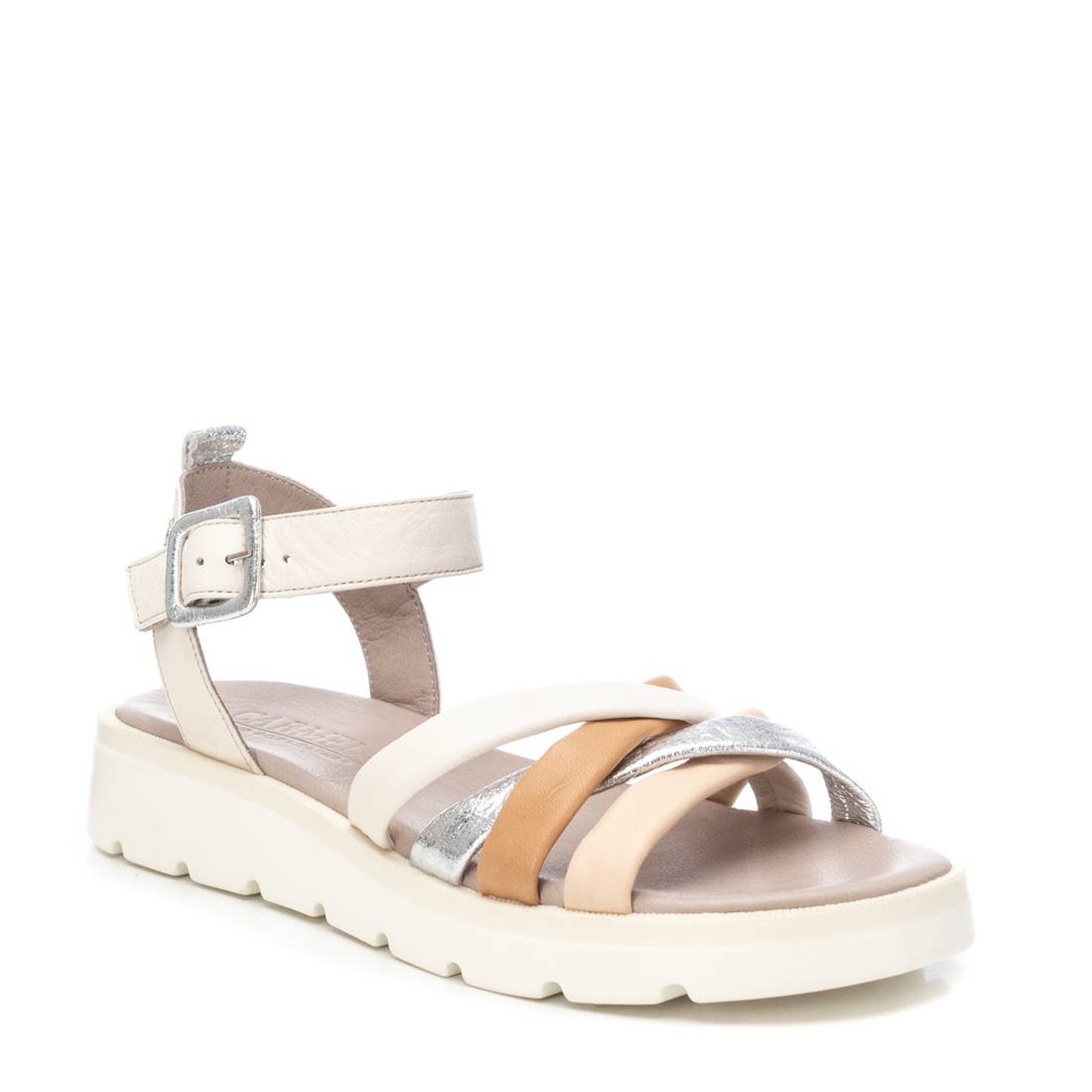 Carmela 16155703 sandales femme cuir blanc plat