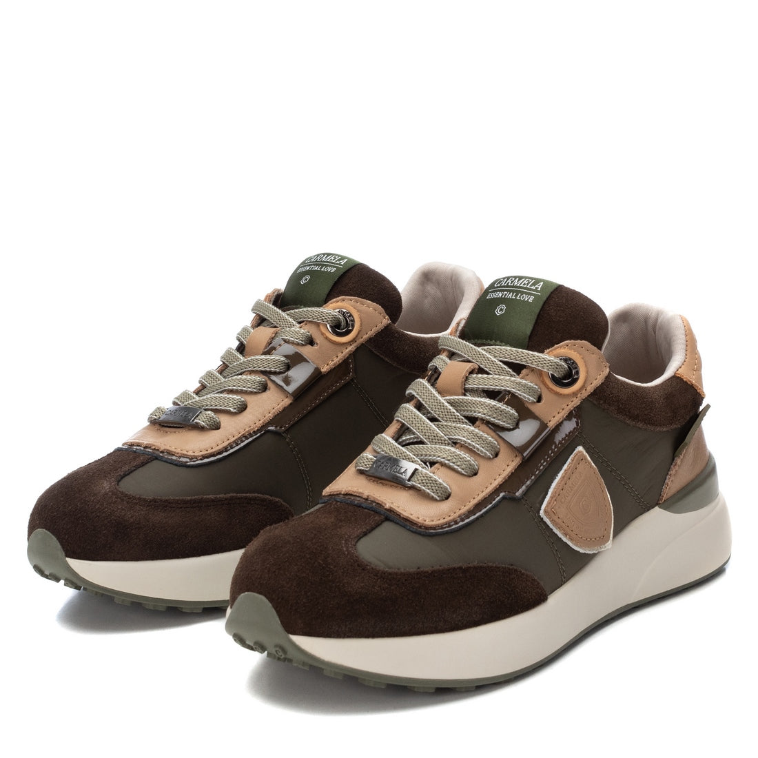 Carmela 16000501 sneaker femme vert cuir lacets