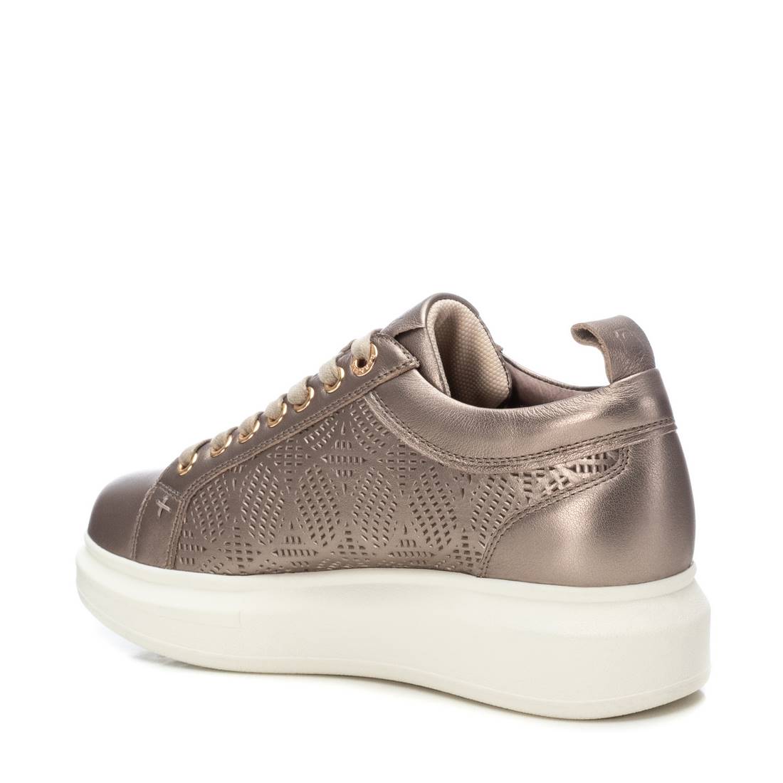 Carmela 16143804 baskets cuir gris métallisé ajouré