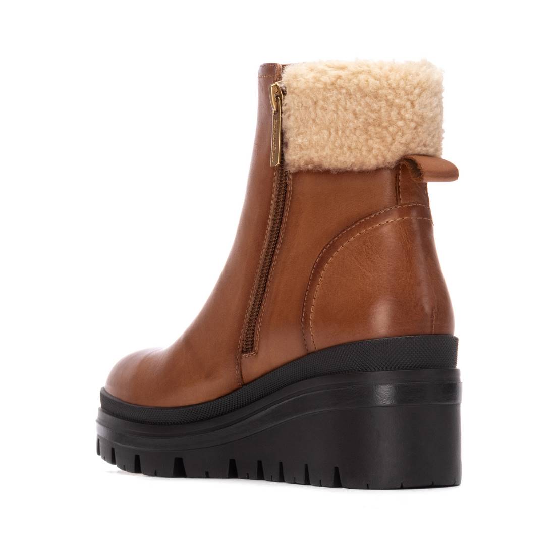 Carmela 16271202 bottine compensée camel cuir fourrée