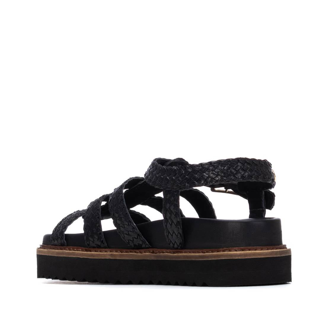 Carmela 16303001 sandale femme noire cuir tressée
