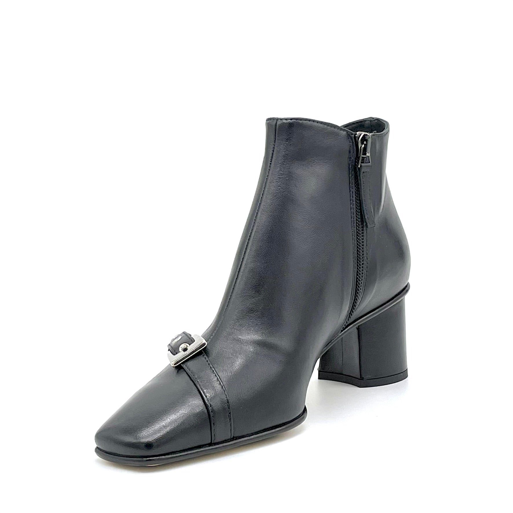 ELATA 55539 bottine cuir noir boucle talon 5,5 cm