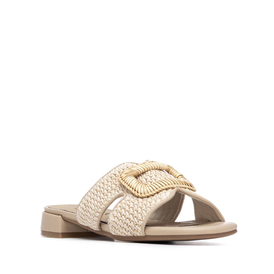 Carmela 16327203 sandale plate beige tressée