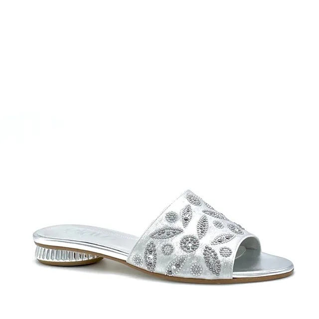 ELATA 15180-3 mules satin argent strass talon 1 cm
