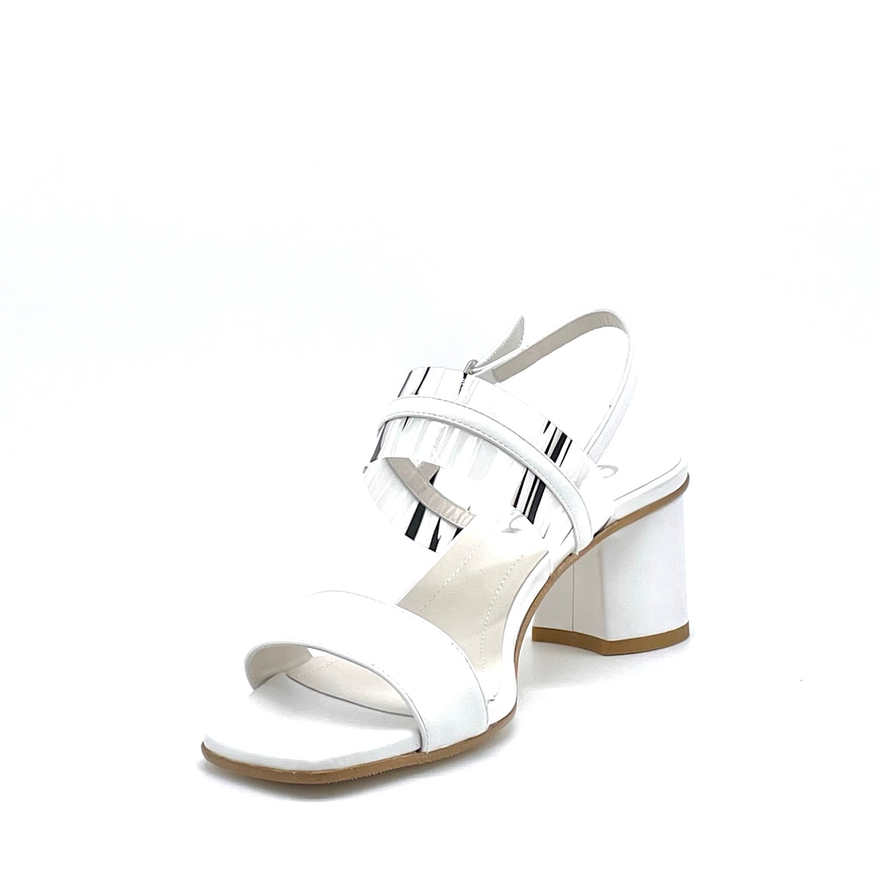 ELATA 15159 sandales cuir blanc vinyle talon 5,5 cm