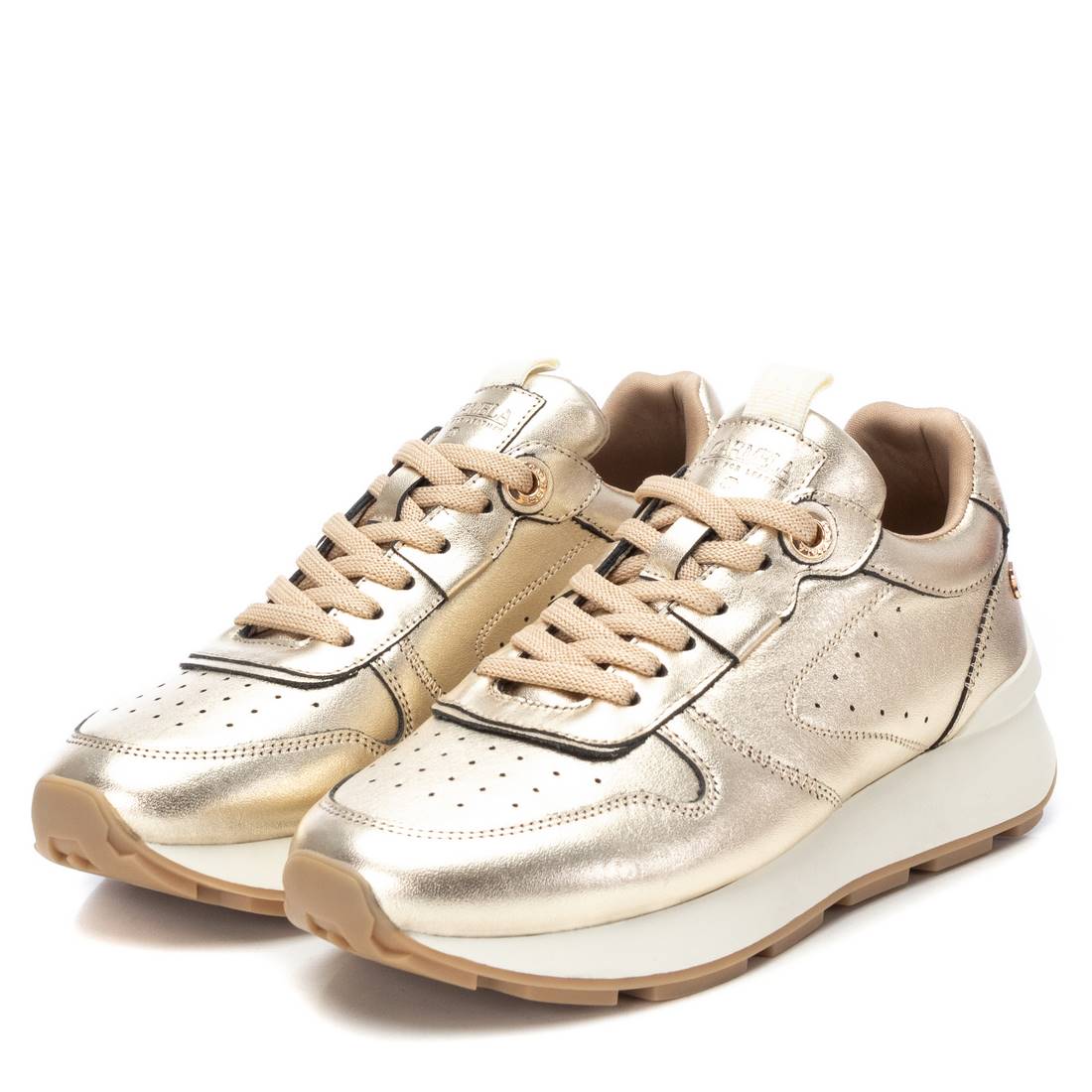 Carmela 16075301 baskets femme doré cuir lacets
