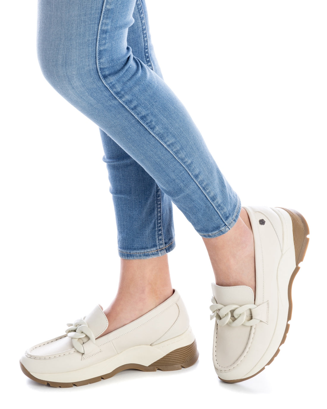 Carmela 16037001 mocassin basket femme cuir blanc