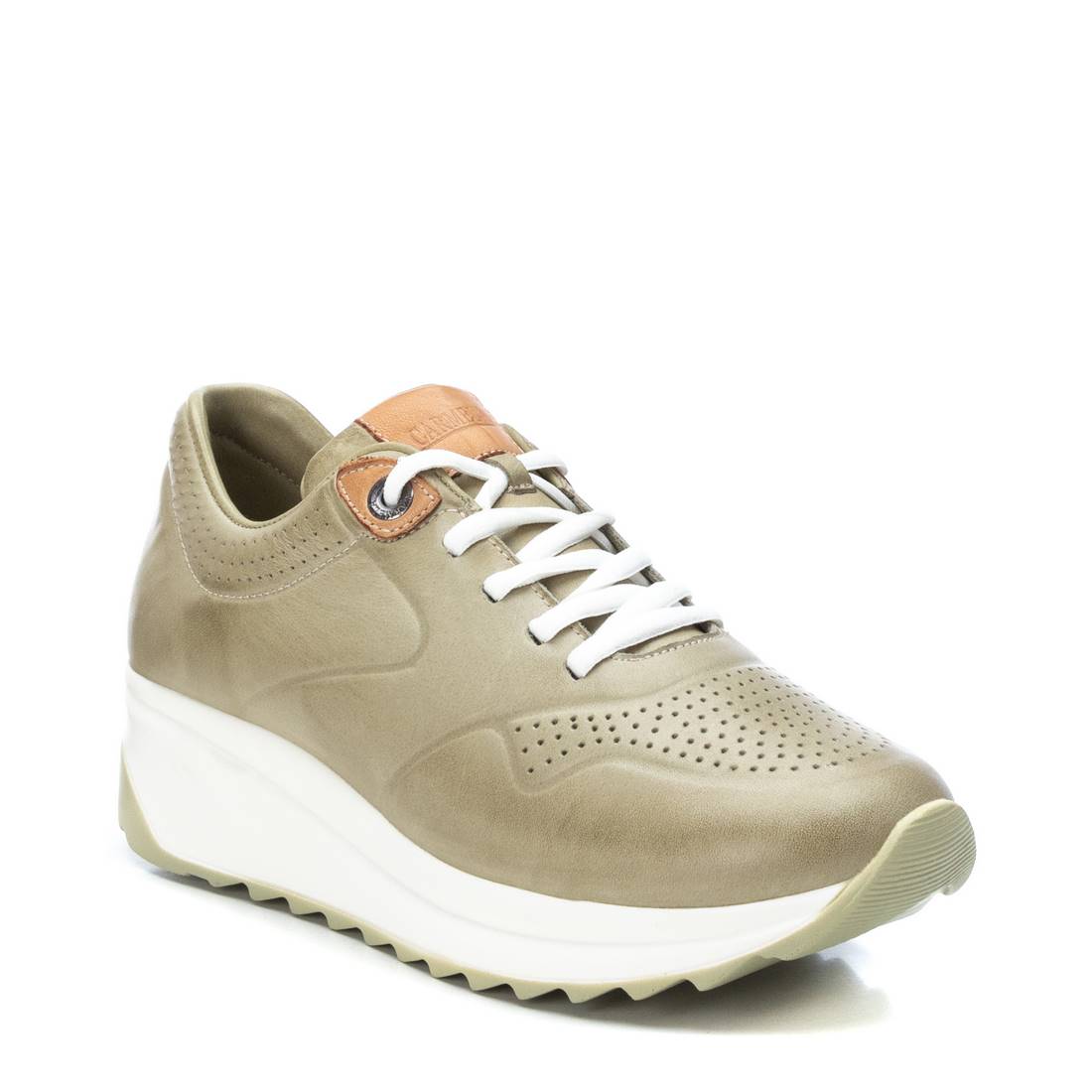 Carmela 16079802 basket cuir vert lacets
