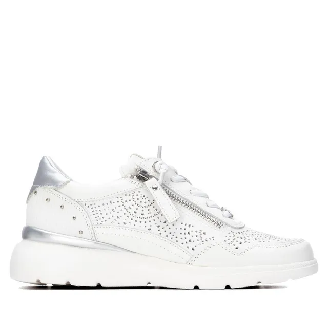 Carmela 16309603 basket femme blanche cuir ajouré