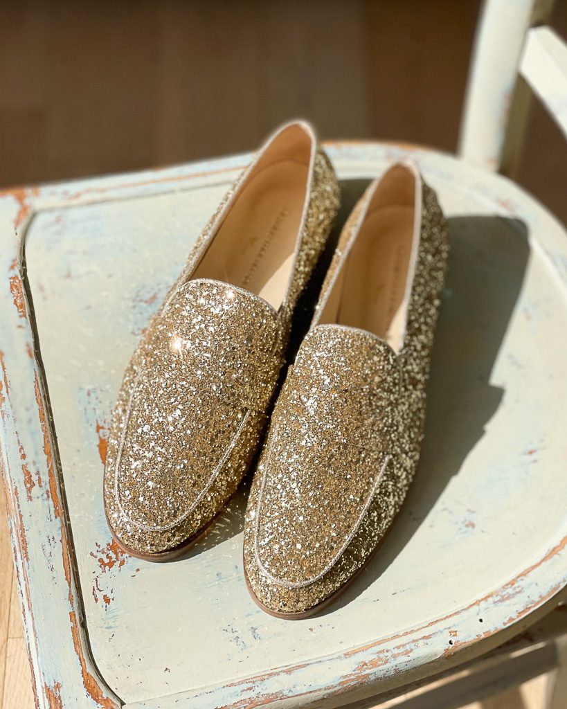 Dessine Moi Un Soulier mocassin glitter champagne plat
