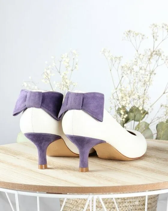 Dessine Moi Un Soulier escarpin pointu cuir blanc velours 36