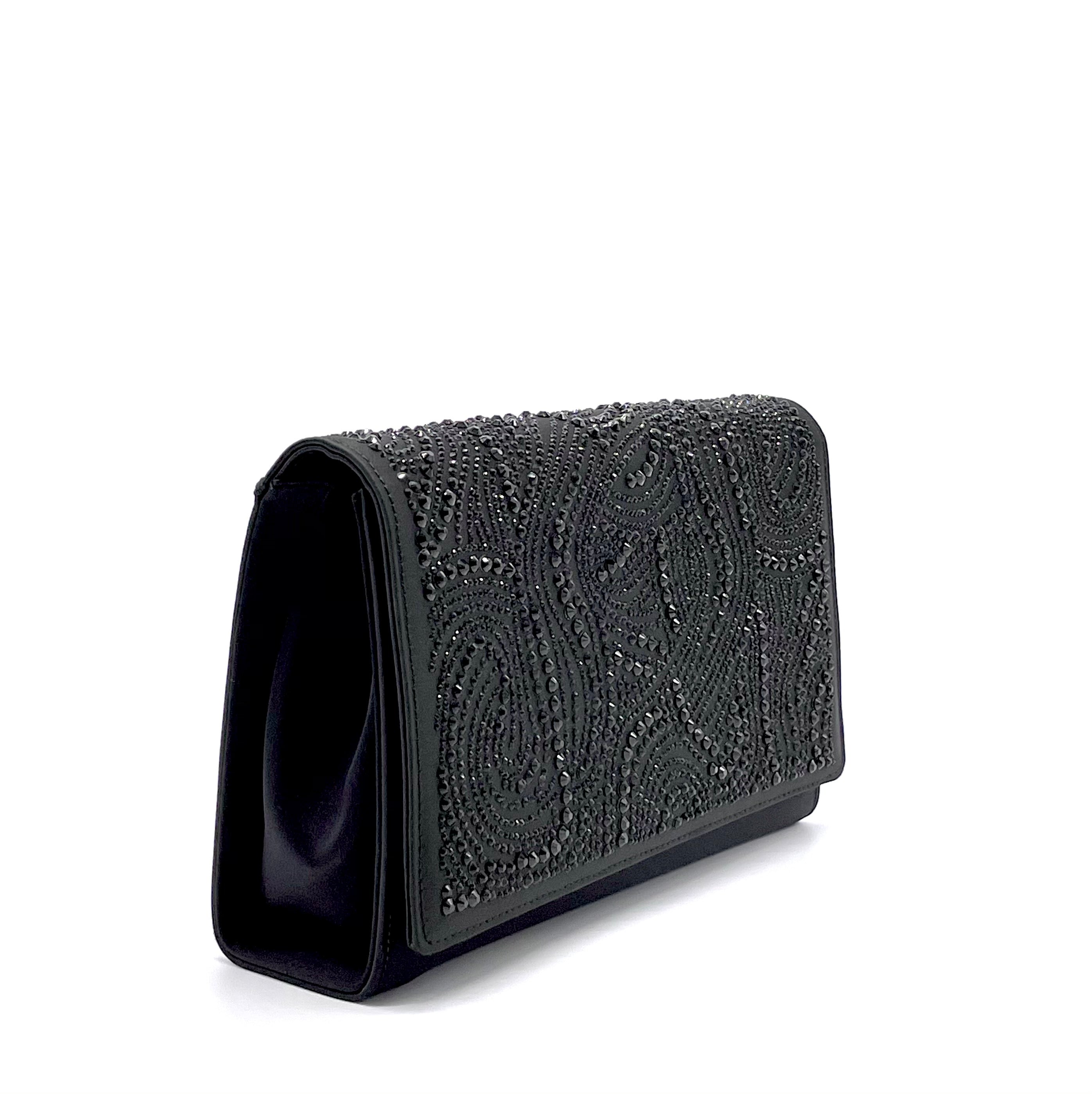 ELATA E811 sac soie noire strass 25 cm